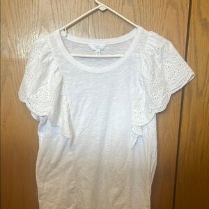 Time and Tru White Eyelet Sleeve Blouse